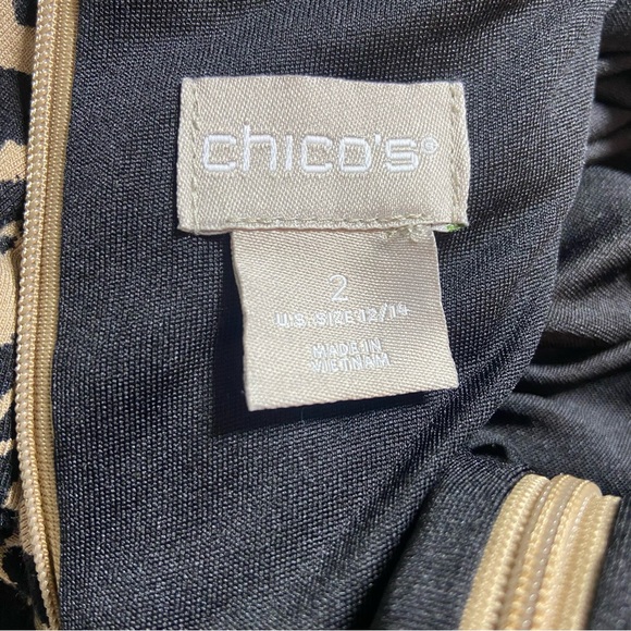 Chico's Sz 2 Leopard Dress Cheetah Midi Shift Animal Print 12/14 - Picture 12 of 13